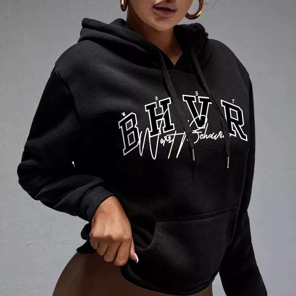 Jaket sweater hoodie hodie hoddie wanita BHVR oversize korean style murah distro hitam cewek korea premium oversized hoodie jumper tebal original jumbo xxl xxxl big size