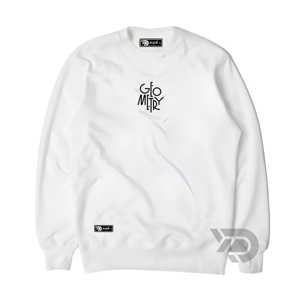 Sweater Putih Sweatshirt Crewneck Pria Basic Sablon Geometry Original Derva Clothing Suiter Creewnec