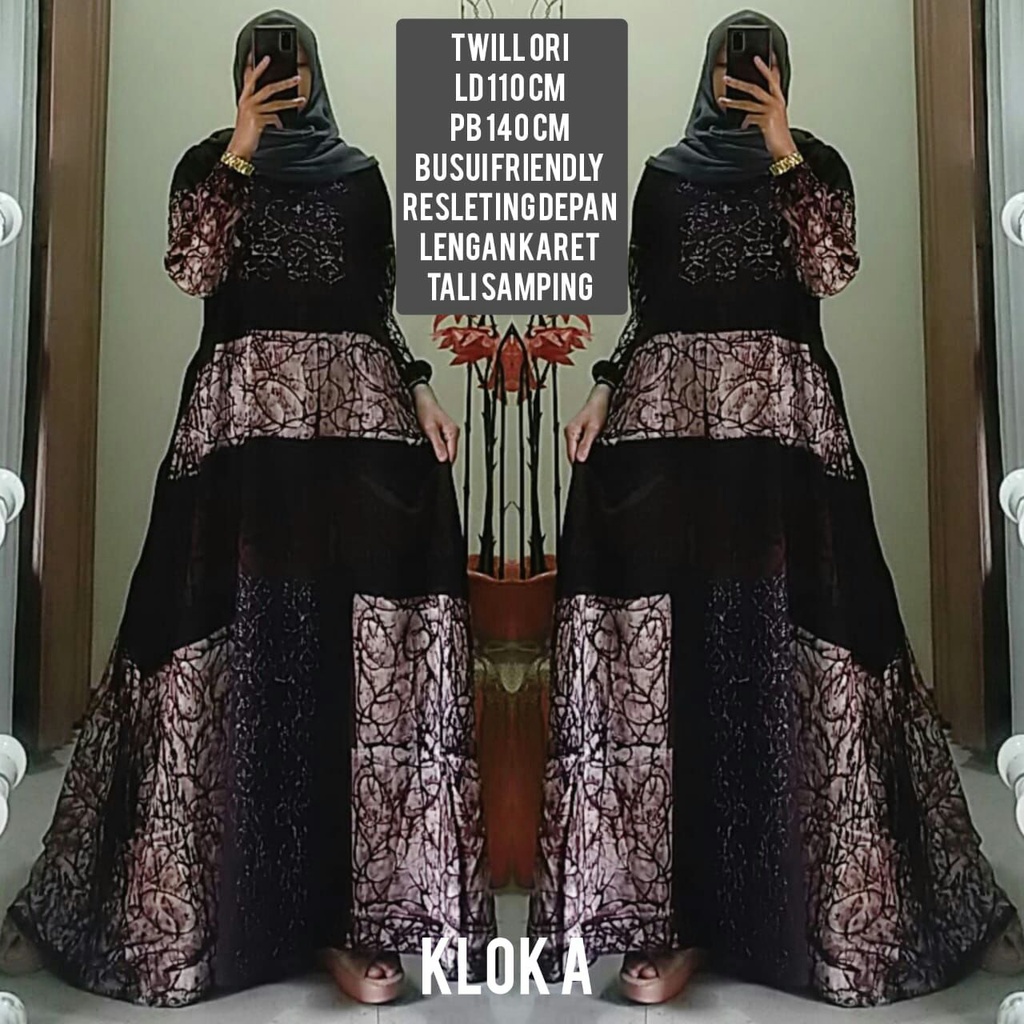 gamis batik cap/gamis syar'i modern batik/twill ORI/candi mekar super