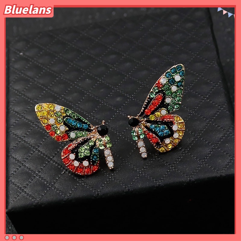 Bluelans Fashion Women Multicolor Rhinestone Butterfly Ear Stud Earrings Party Jewelry