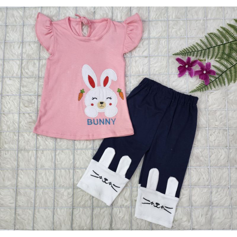 baju bayi perempuan stelan celana bunny baby girl