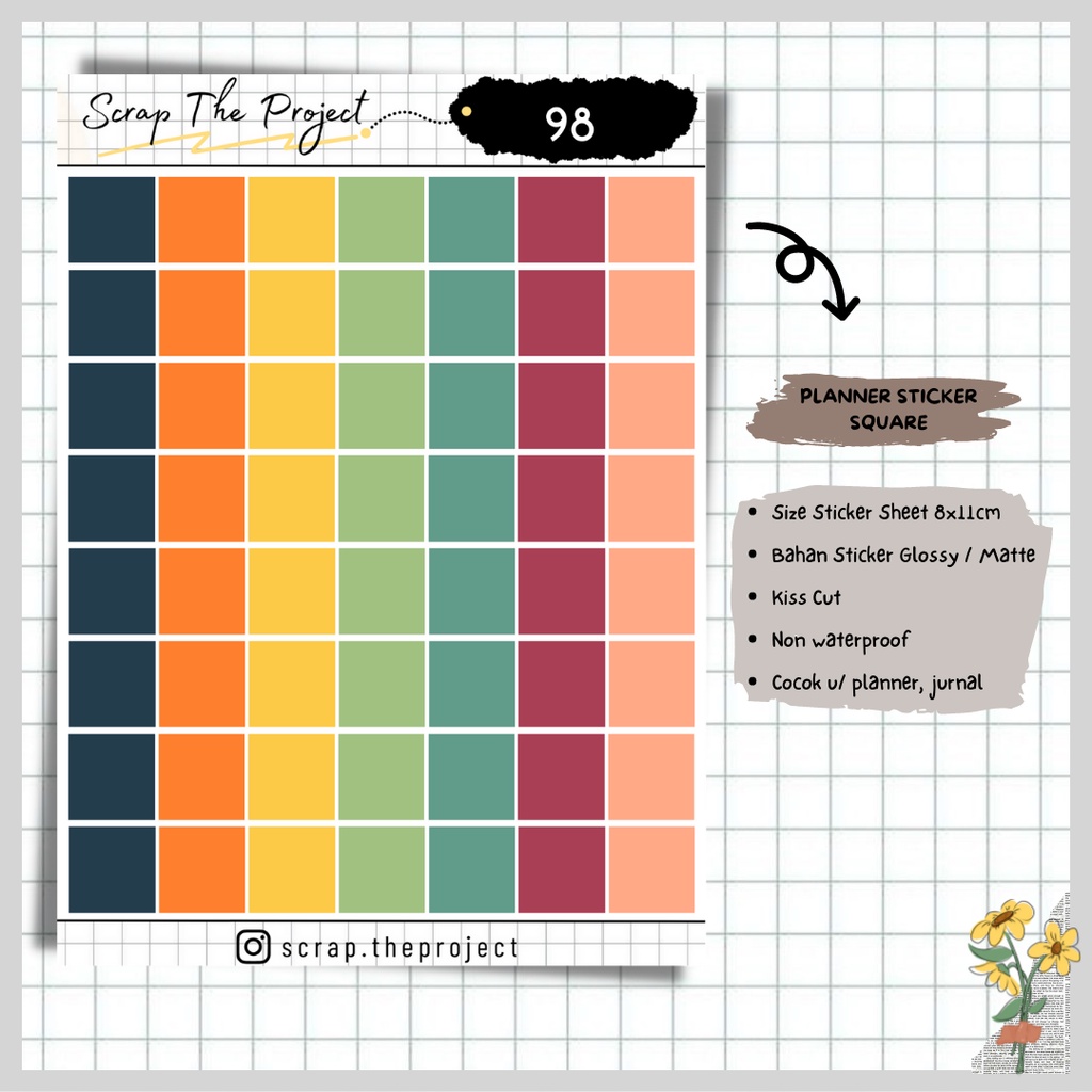 

STICKER PLANNER JOURNAL / SMALL SQUARE DECOR STICKER / STP - 98