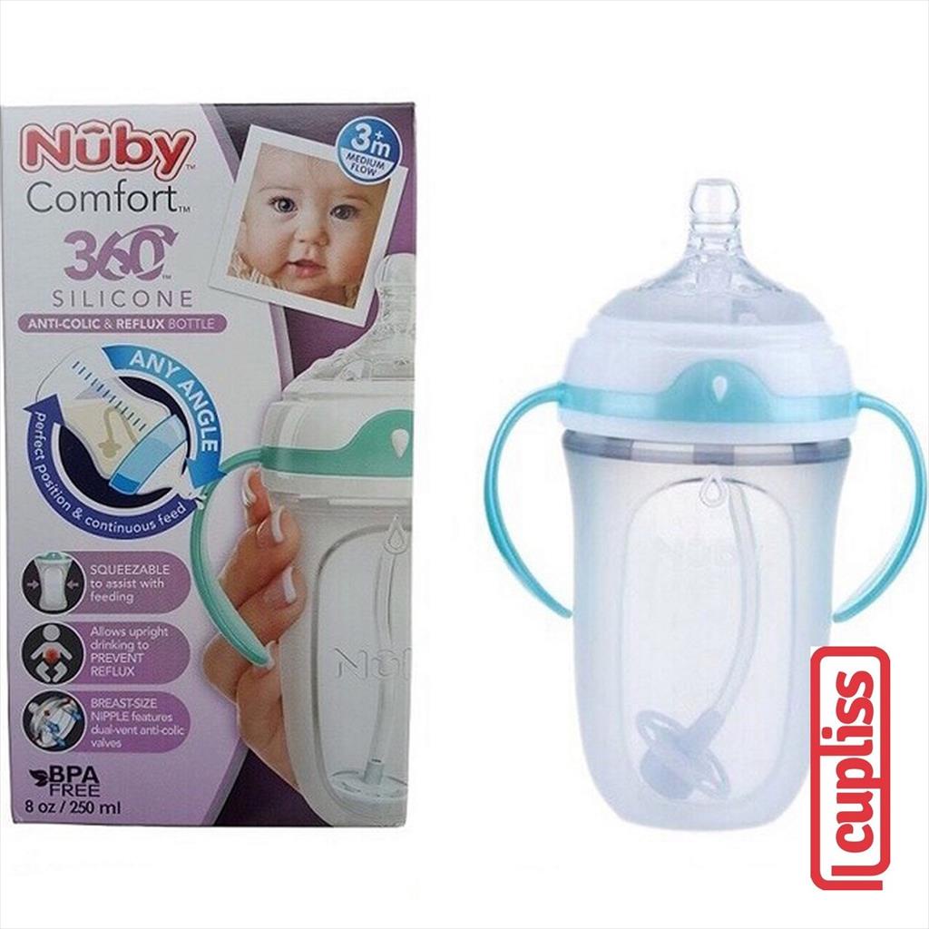 NUBY Comfort 360 113871 250 ml Silicone Baby Bottle Straw Medium Flow