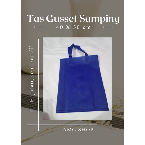 

(1 LUSIN = 12 PCS) Goodie Bag Tas Gusset Samping 30x40x8 cm / Tas Hajatan / Tas Seminar / Tas Spunbond / Goodiebag