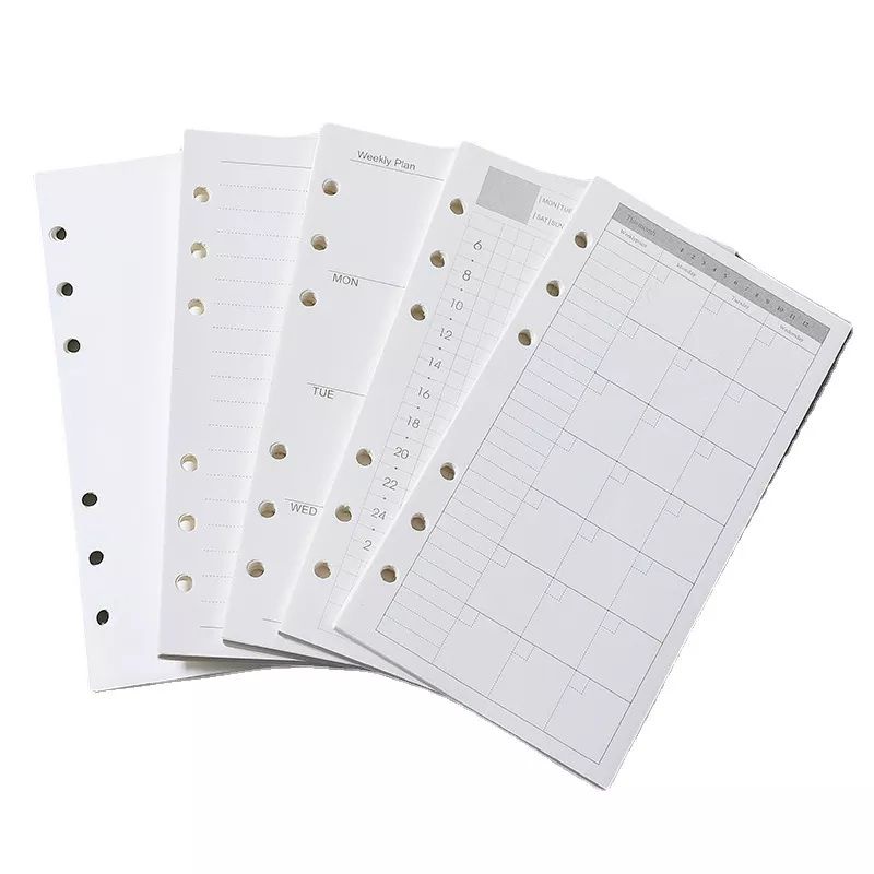 Kertas Refill Binder Loose Leaf Putih Polos Grid Financial A5 A6 isi Notebook 6 Ring