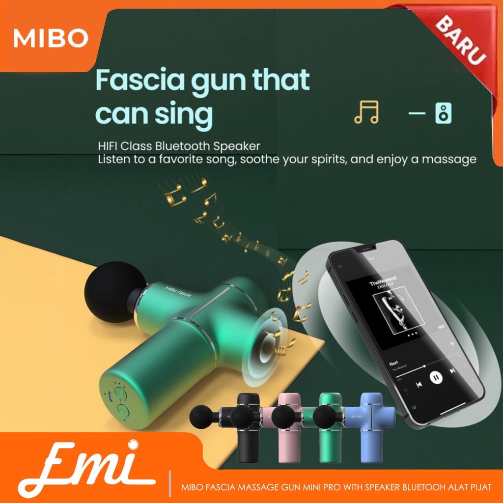 Mibo Fascia Massage Gun Mini Pro with Speaker Bluetooh Alat Pijat