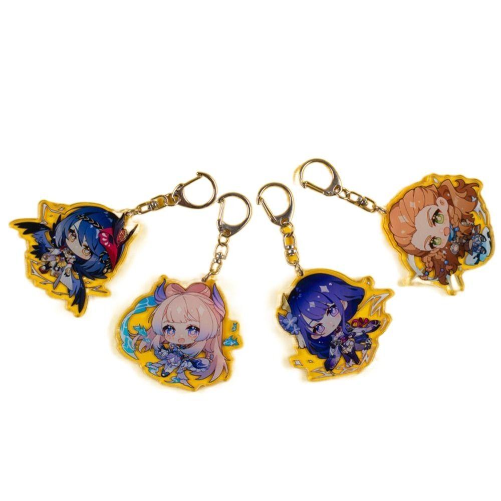 Agustin Genshin Impact Keychain Kaedehara Kazuha Kartun Lencana Gorou Tartaglia Arataki Itto Scaramouche Acrylic Keyring