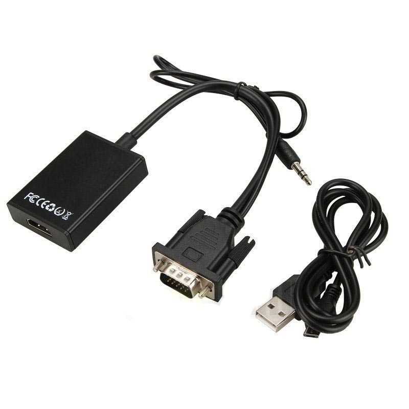 Kabel Adapter Converter VGA Male ke HDMI 1080P dengan Audio