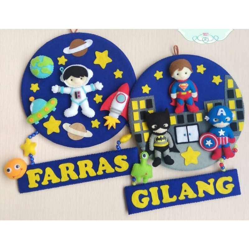 gantungan nama flanel/hiasan dinding/dekorasi kamar anak