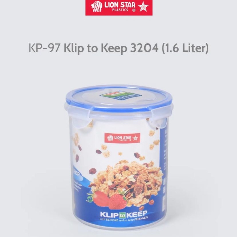 ( BISA COD ) PROMO LION STAR KP-97 KLIP TO KEEP (3204) 1,6 Liter / TEMPAT PENYIMPANAN MAKANAN / TOPLES LOCK KLIP / BPA FRE / TOPLES MAKANAN / TEMPAT SNACK CEMILAN / WADAH MAKANAN / TOPLES PLASTIK POLOS / FOOD STORAGE