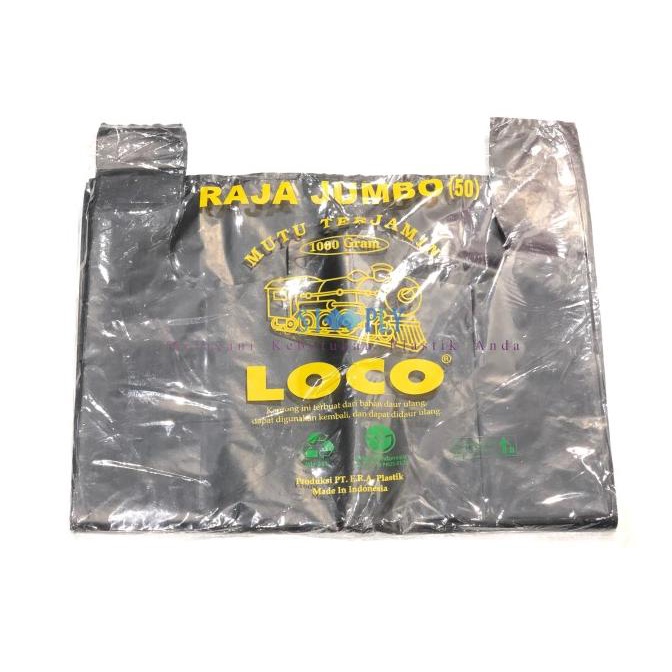 

Kantong Plastik Kresek Loco HD Tebal Hitam 1kg Ukuran 50 (Raja Jumbo)