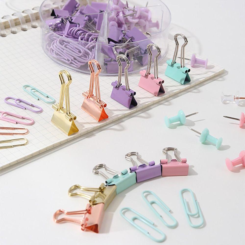 Top 65PCS/Box Perlengkapan Pengikat Paper Clip|Klip Ekor Panjang Kawaii Warna