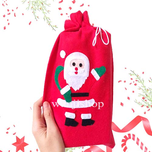 POUCH KADO FLANEL BESAR Tas Hadiah Natal Souvenir Aksesoris Dekorasi Pajangan Christmas