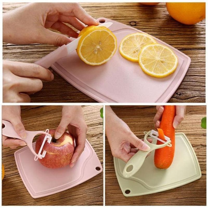 PISAU SET KERAMIK 3IN1 TALENAN PEELER BUAH ceramic fruit Knife Alat Dapur Kupas Sayur