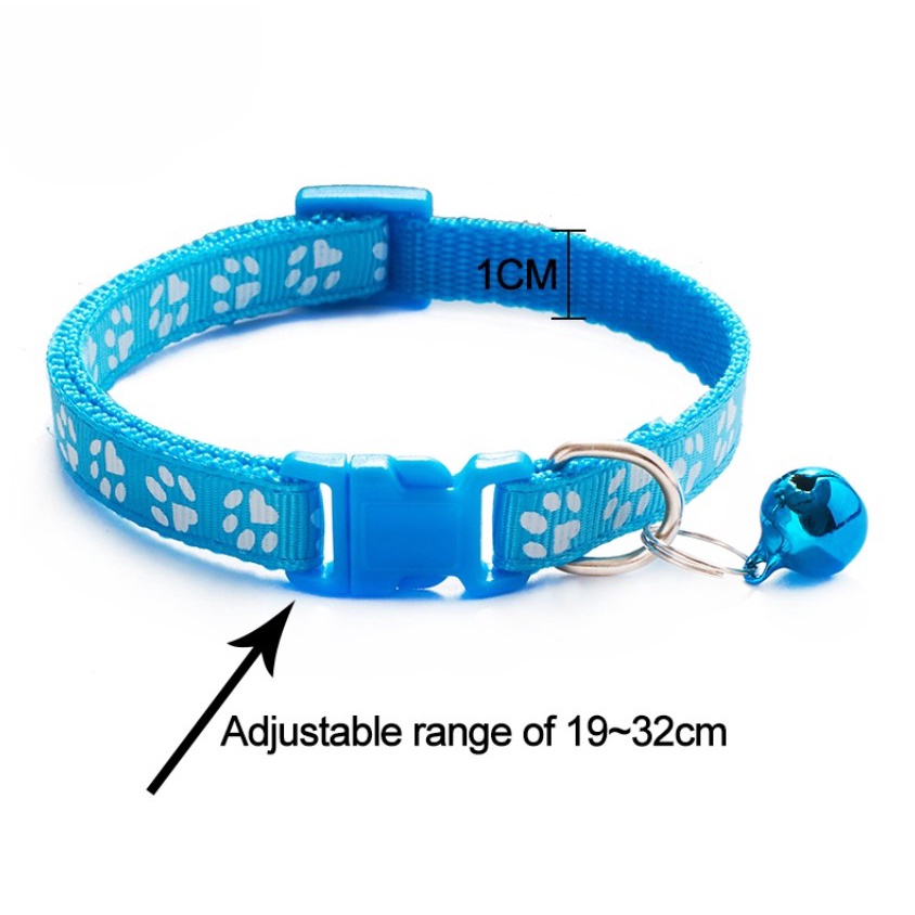 Kalung Kucing Lonceng Hewan Peliharaan Tali Leher Anjing Kecil Lonceng Pet Collar Dog Kitten Adjustable Motif Tapak Kaki Murah Import