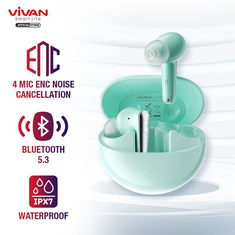 Headset Bluetooth Vivaa Life 200NC TWS Earphone Wireless 5.3 Original