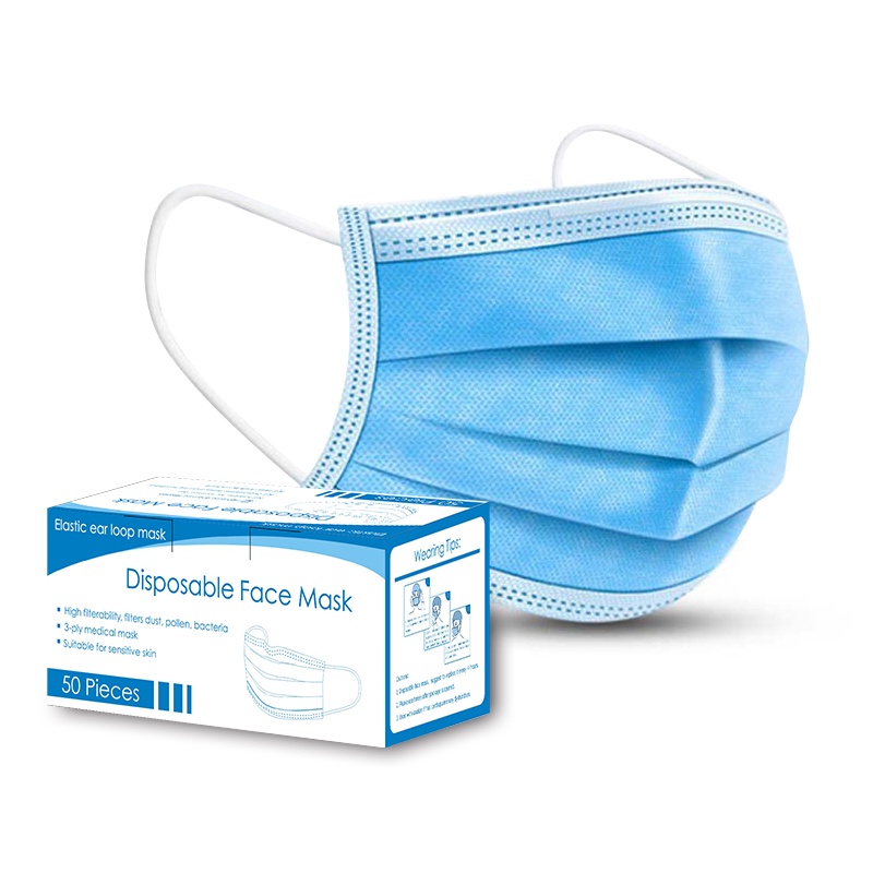 masker 3 ply disposable (50pcs) MASKER 3 PLAY EARLOP DISPOSABLE PROTECTIVE / Masker 3 ply disposable (50pcs) MASKER 3 PLAY EARLOP DISPOSABLE PROTECTIVE- DAPAT BOX ISI 50