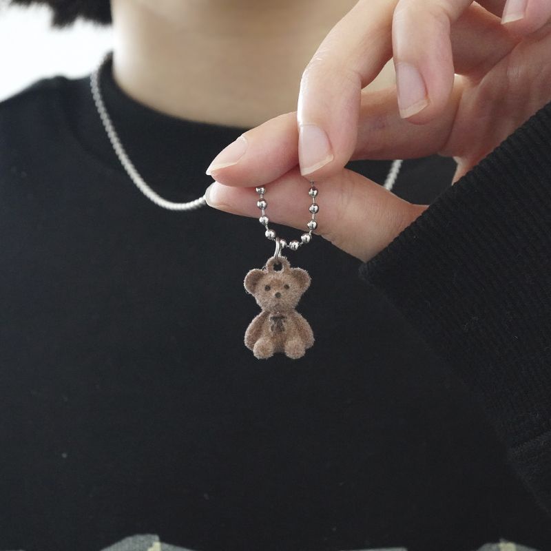 Kalung Korea Liontin Coklat Teddy Bear Fashion Wanita