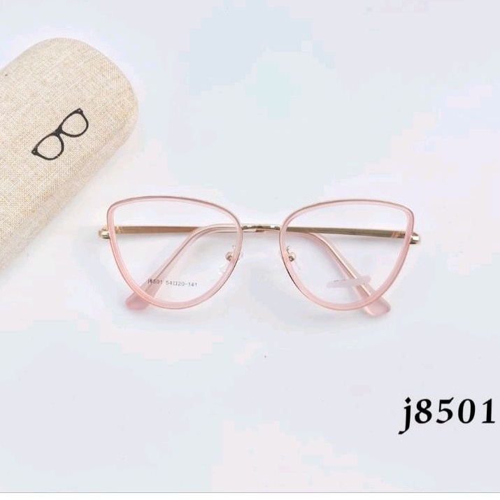 Frame Kacamata Cat eye j8501 Paket Lensa + Antiradiasi Minus | Kaca mata Wanita Anti UV Photocromic