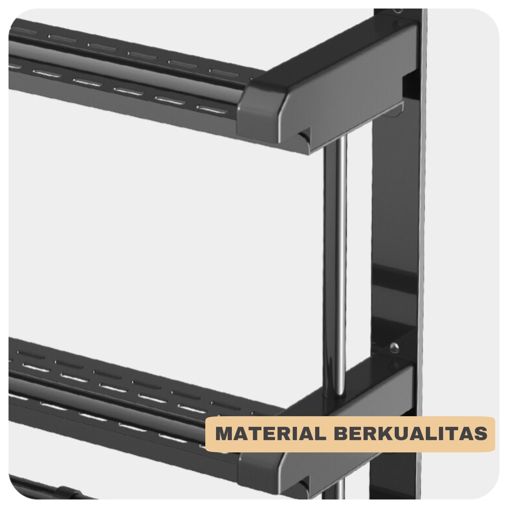KAGK Rak Kamar Mandi 1-3lapisan 40-60cm Stainless steel Dipasang tanpa harus dilubangin dibagian Dinding Rak Bumbu Dapur Stainless Steel