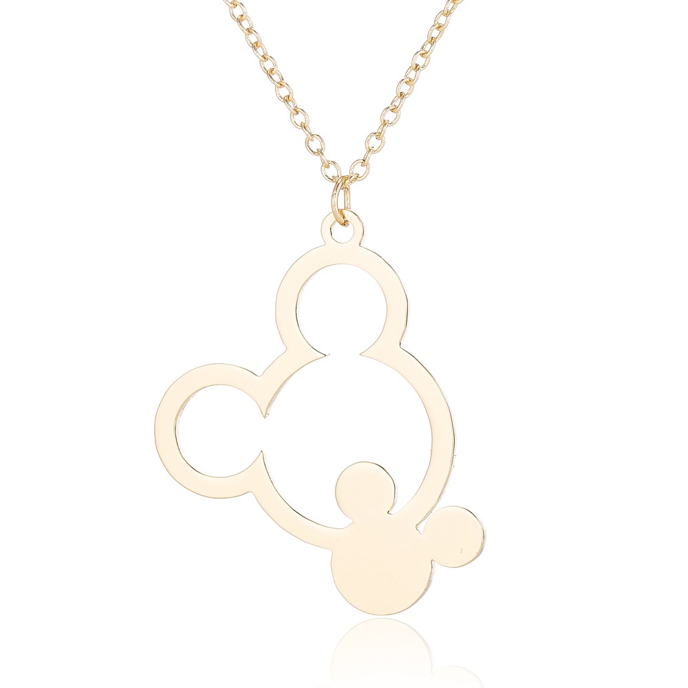 Kalung Rantai Bahan Stainless Steel Desain Mickey Mouse Hollow out Gaya Eropa Amerika