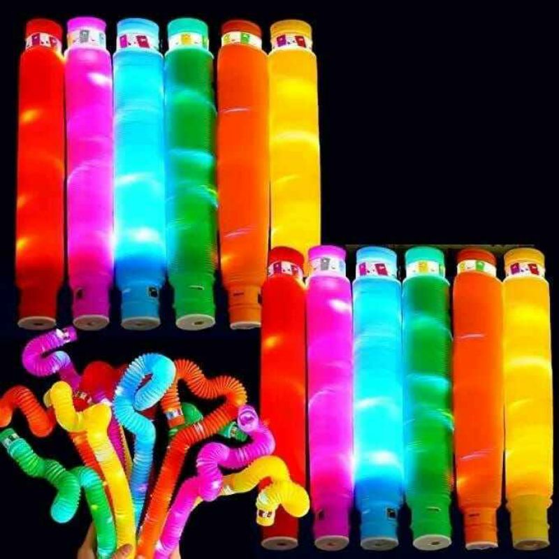 Light Pop Tubes LED Fidget Pop Tube Sensory Toys Mainan Anak Murah meriah