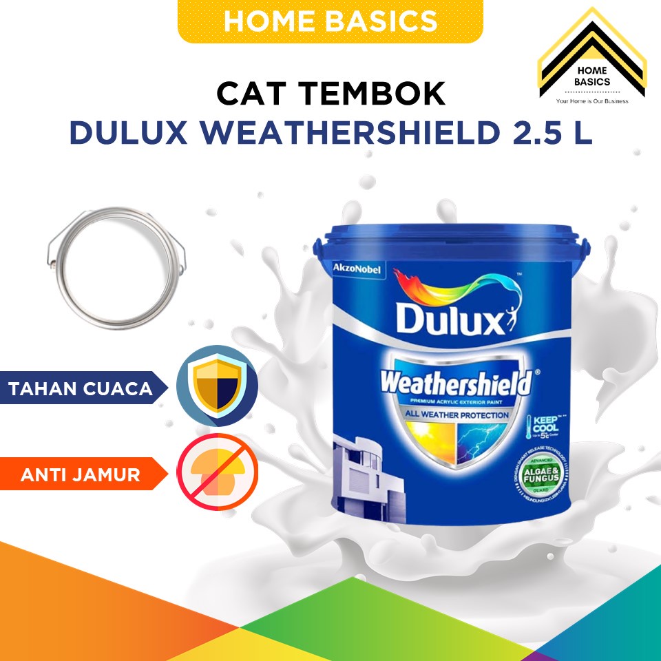 Cat Tembok Putih Dulux Weathershield 2.5 Liter / Cat Eksterior / Cat Dinding Air / Brilliant White