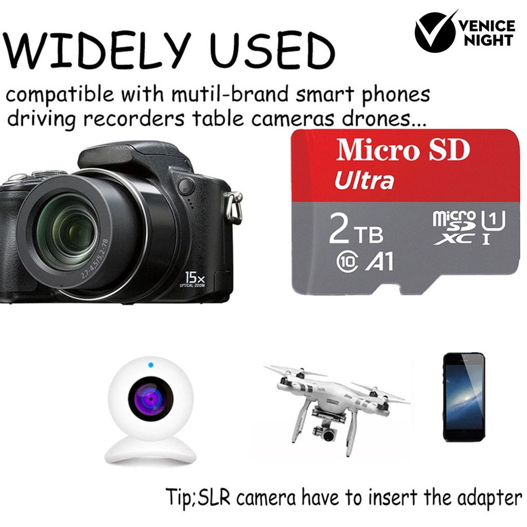 (SC) Memory Card Flash 1TB / 2TB Kapasitas 100MB / S Plug &amp; Play Untuk Kamera