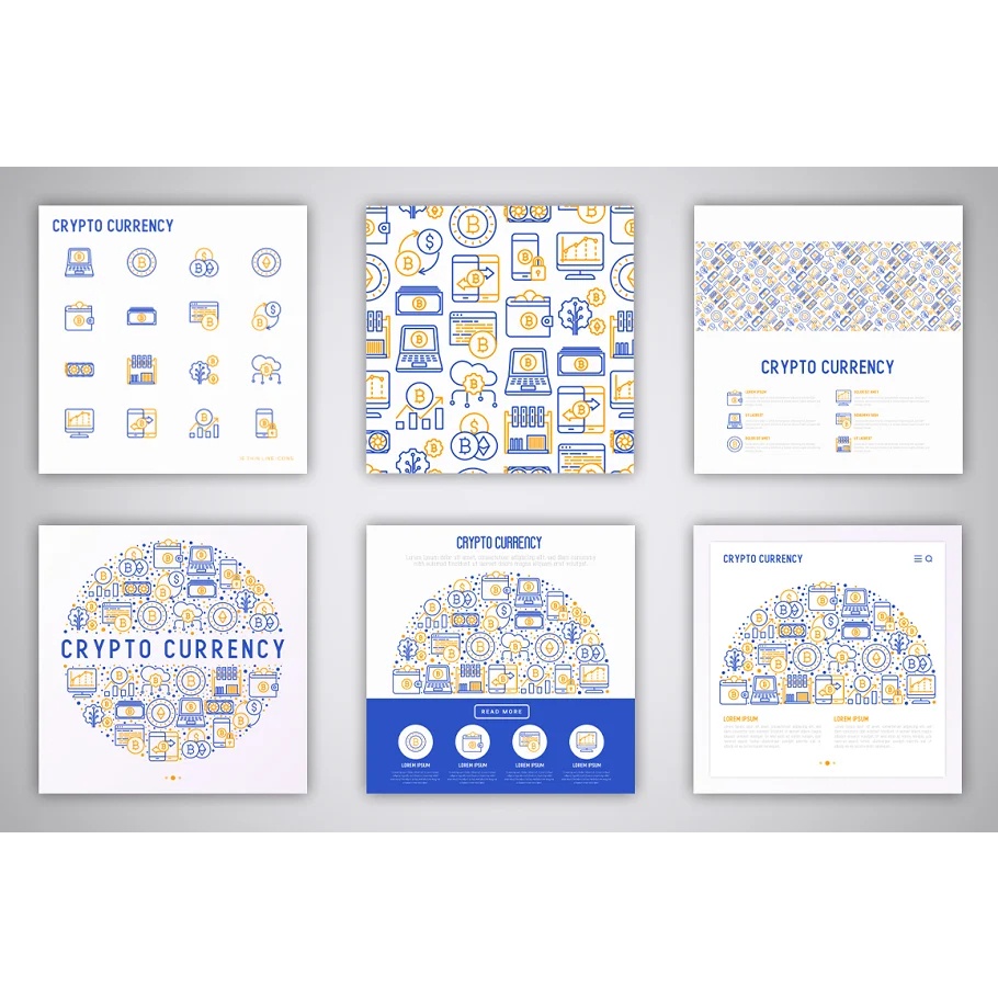 Crypto Currency Icons Set Concept