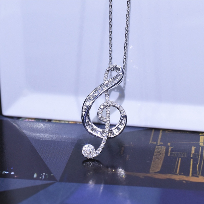 Kalung Rantai Liontin Simbol Musik Bahan Stainless Steel Untuk Wanita