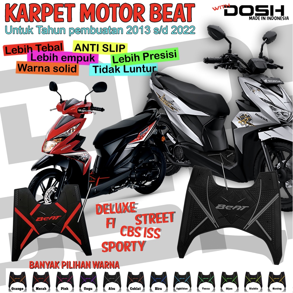 Karpet Motor Beat Tahun 2013-2023 / Karpet Beat Tahun 2013-2023 / Karpet Beat Deluxe 2020-2023 / Karpet Motor Beat 2020-2023 / Pijakan Kaki Beat / Alas Kaki Beat