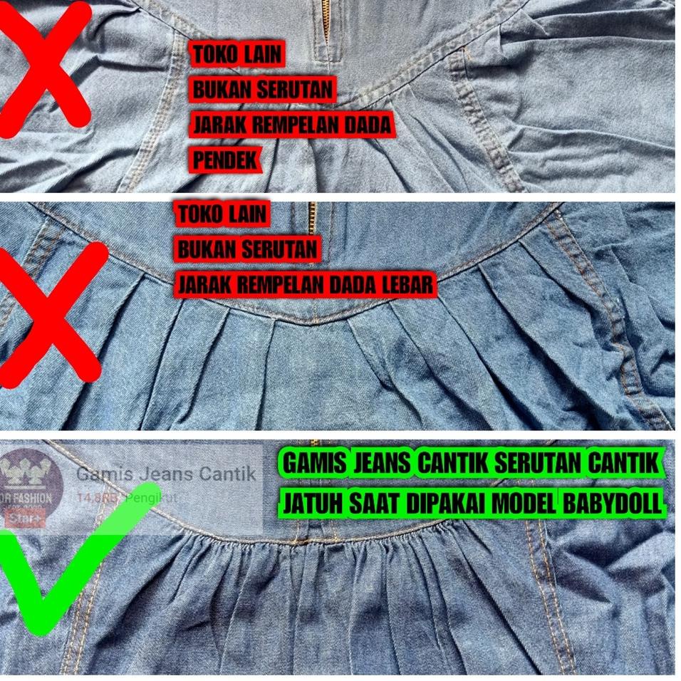 [BARU] Gamis Cantik Jeans ld90-122cm | Gamis jins wanita | Dress jens jumbo | Baju gamis jeans A "RE