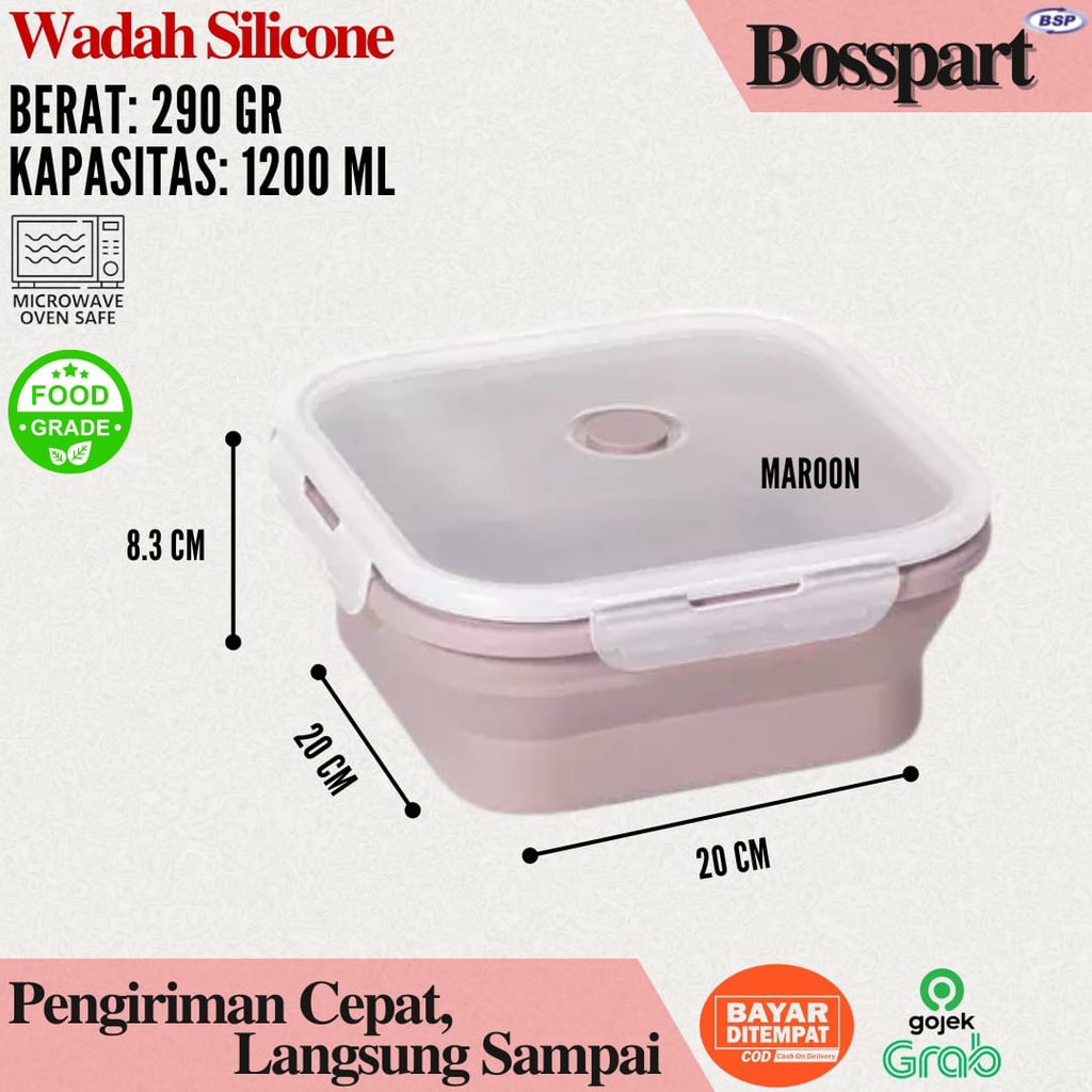Tempat Makan Silikon / Kotak Makan Silicone /  Food Container Silicon Expandable / Wadah Makanan Lipat S M L XL
