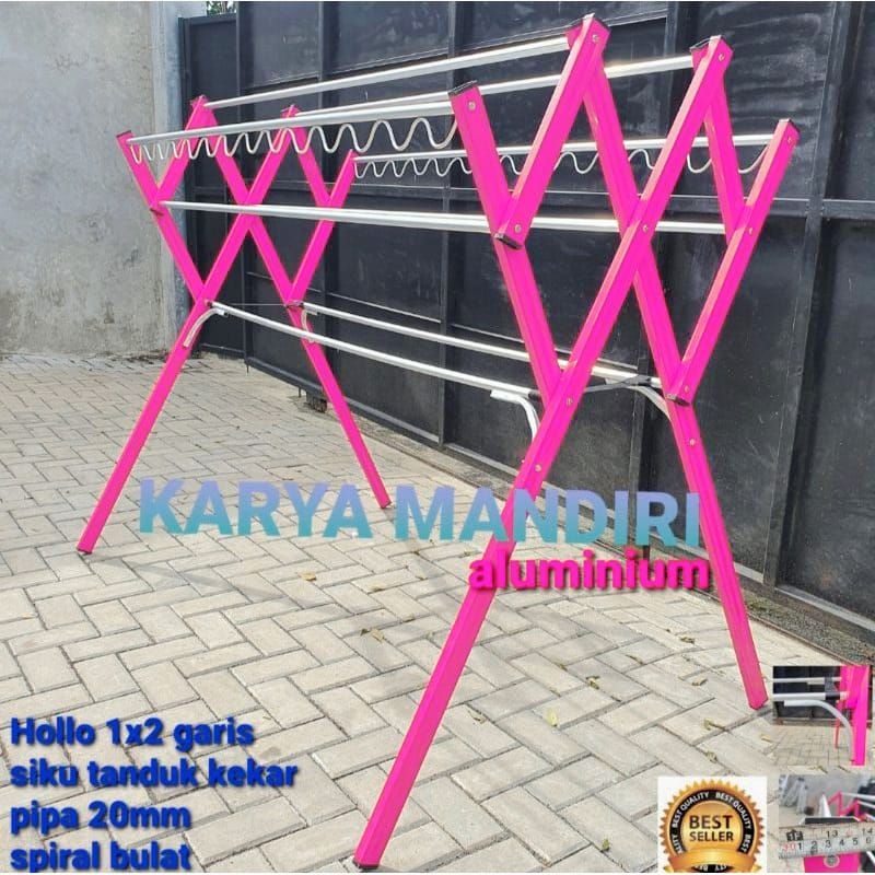 Jemuran Baju Livina Jumbo p12 / Pakaian / Lipat / Aluminium Warna /180 CM / 1,8 Meter / pink