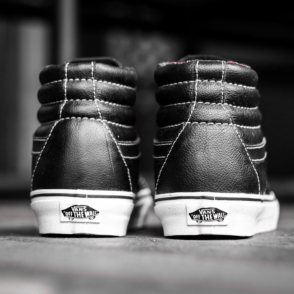 VANS SK8-HI LEATHER BLACK/WHITE ORIGINAL 100%