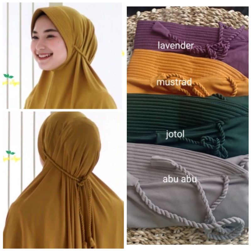 Hijab Bergo Jersey  Tali Kepang / Ulir Hijab Instant Jersey Premium kerudung Tali
