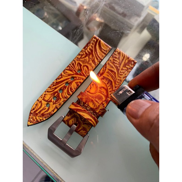 Strap Tali Jam Tangan Kulit Sapi Asli model Corak keren size 22 dan 24