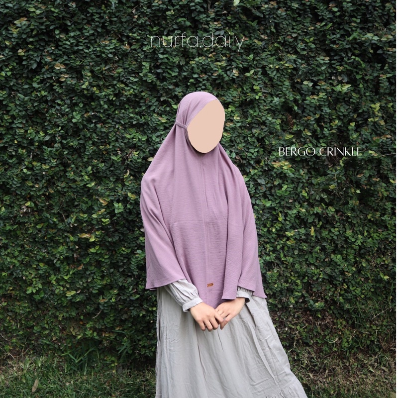 Bergo crinkle PREMIUM JUMBO XL | Khimar Crinkle Syari | Jilbab rumah
