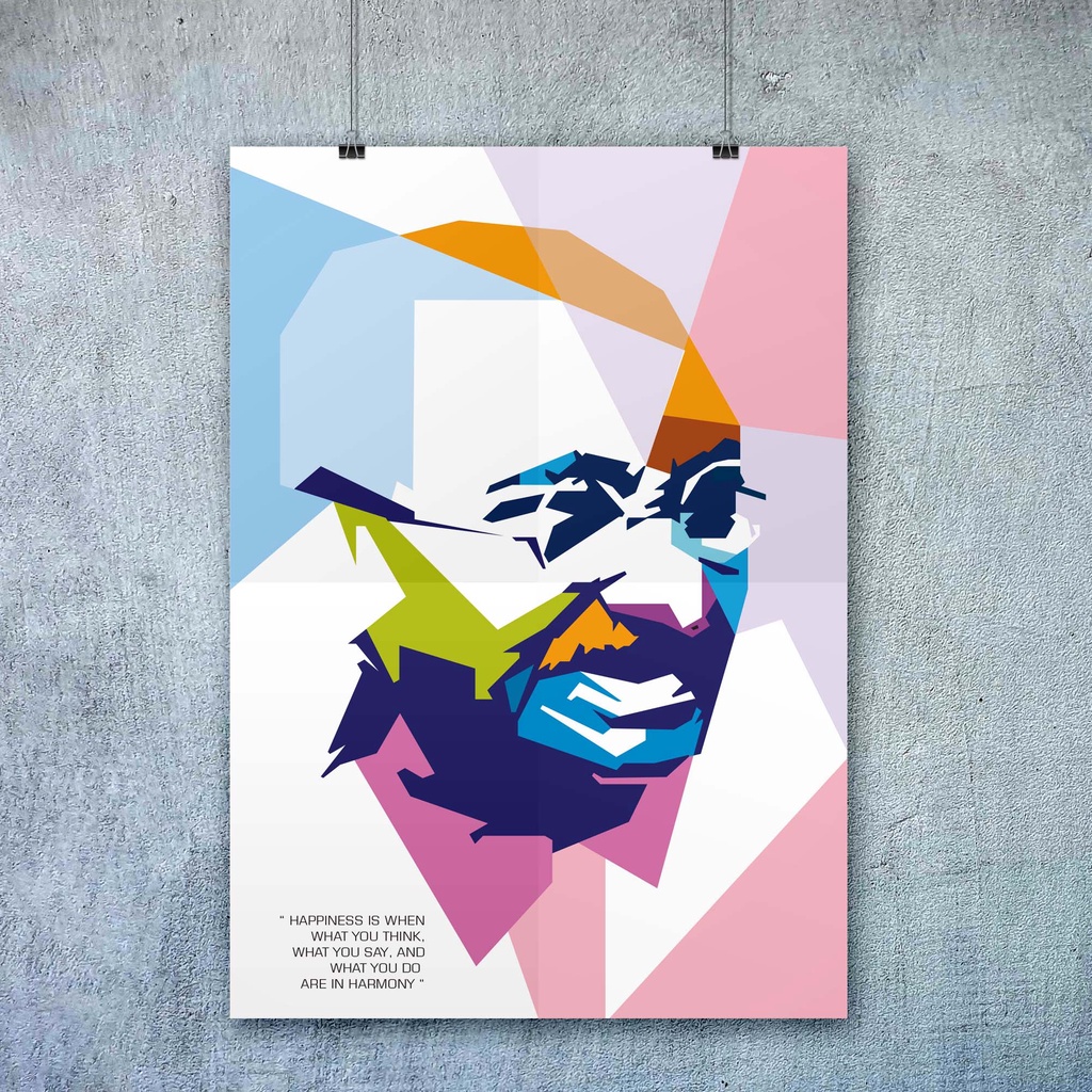 Poster Tokoh Mahatma Gandhi - Pop Art WPAP