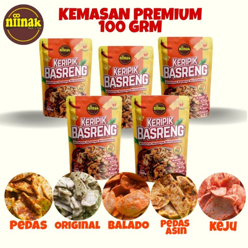 

[PREMIUM] BASRENG BASRENG 100grm Snackniinak LIMA VARIAN RASA BASO GORENG