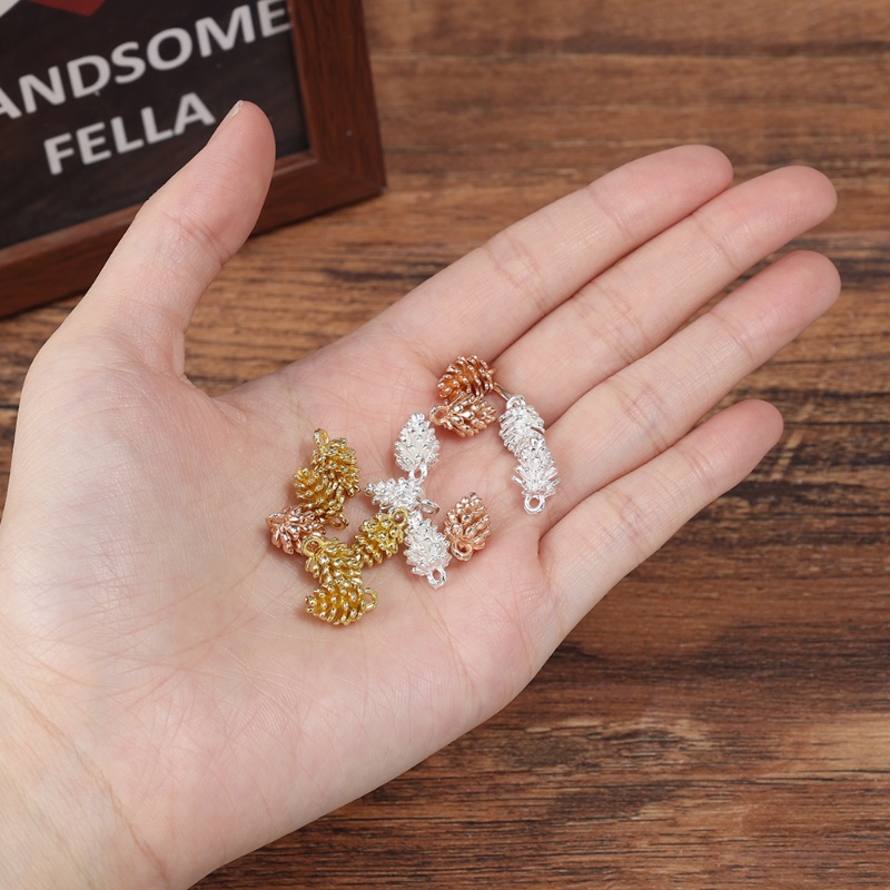 10 Pcs Perhiasan Logam Buatan Tangan DIY Membuat Aksesoris Multicolor Indah Pinus Kerucut DIY Charms Liontin Fashion Sederhana Untuk Gelang Kalung Anting