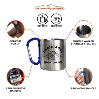 DHAULAGIRI Carabiner 304 220 ML Mug Carabiner~'~ NO BRAND Gelas camping mug carabiner stainless stell 220ML&lt;&gt;Mug Camping&lt;&gt;aksesoris tenda
