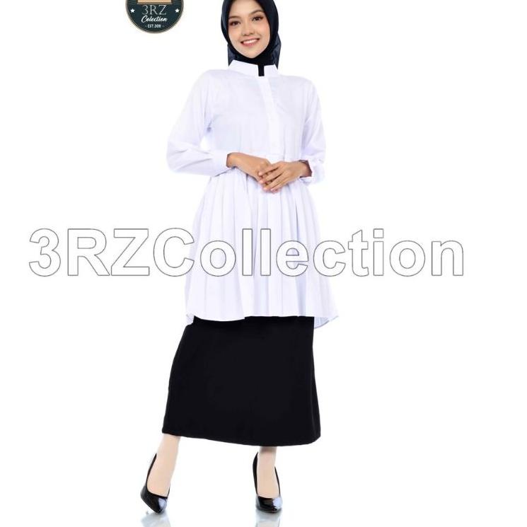 Stok terbatas.. Tunik Putih Wanita Baju Tunik Putih Lis Hitam Pns Seragam Putih Pns Wanita Baju Puti