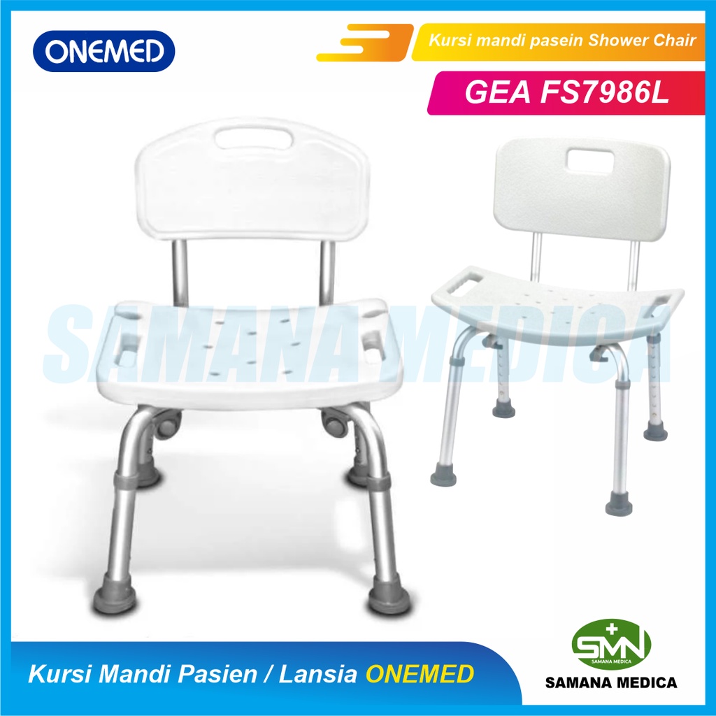 Kursi Mandi Pasien / Lansia + Sandaran ONEMED FS7986L Punggung  Aluinium  Shower Chair Promo Murah