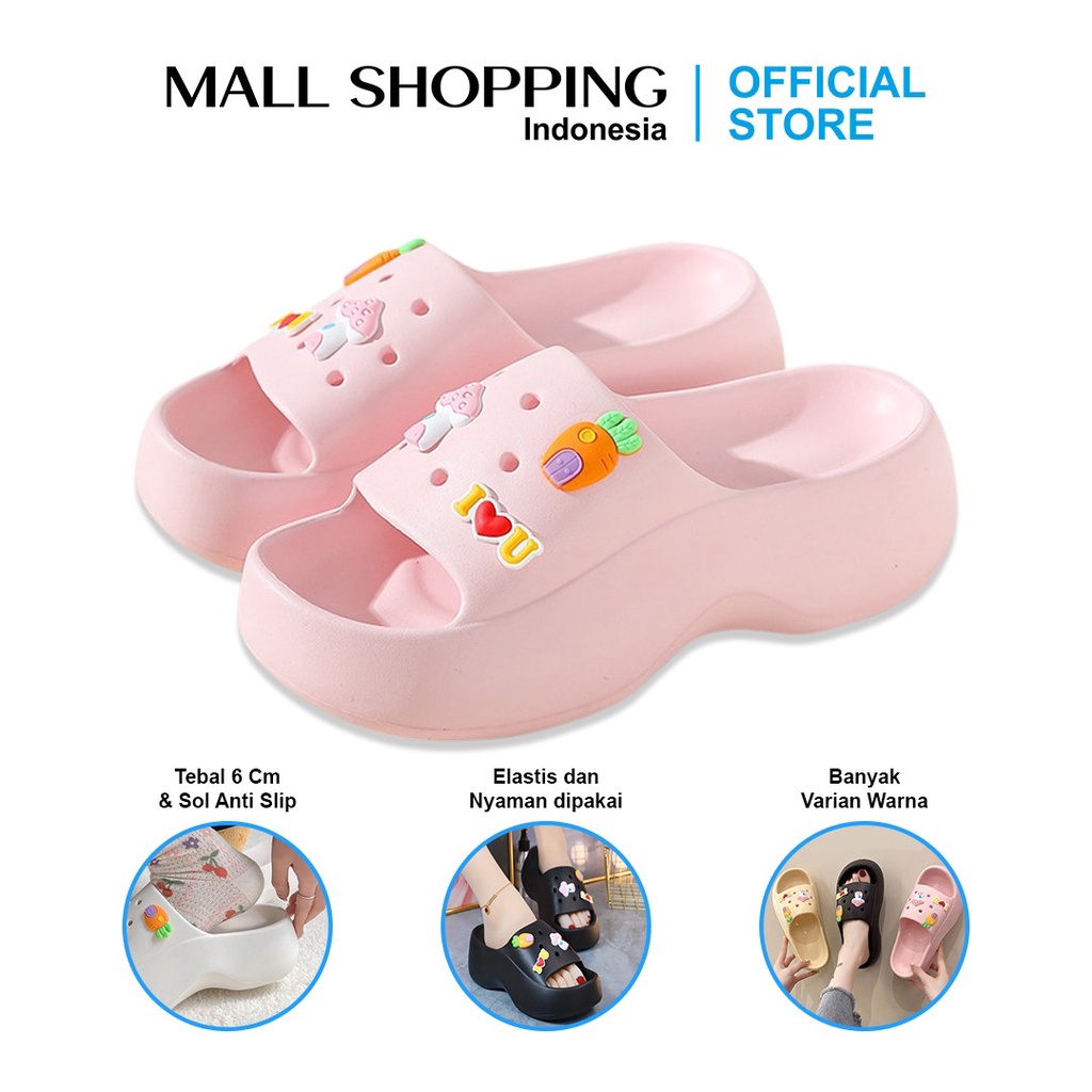 Sandal Slop Wanita Sandal Wedges Import Tebal 5 Cm Carrot Jabbitz MALLSHOPPING
