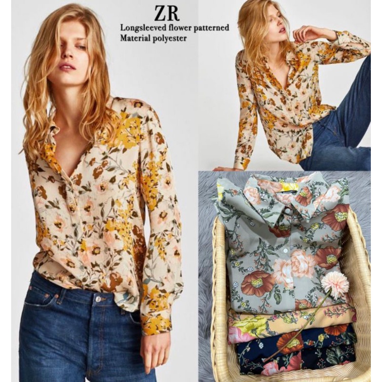 Zrrrrr flora v neck blouse