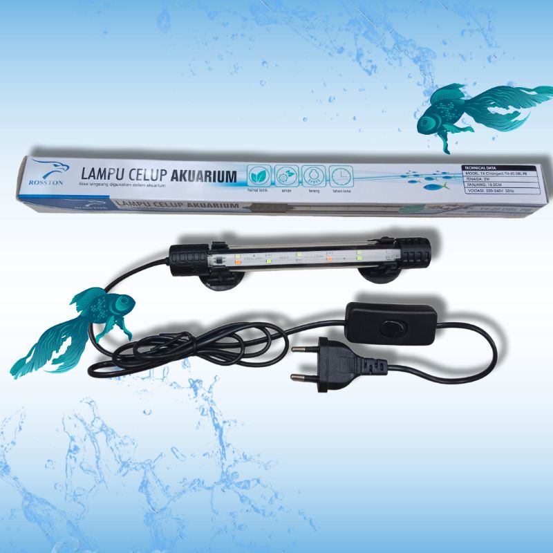 Lampu Celup Led Aquarium Aquascape ROSSTON T420 DBL BIRU PUTIH 3X GANTI WARNA