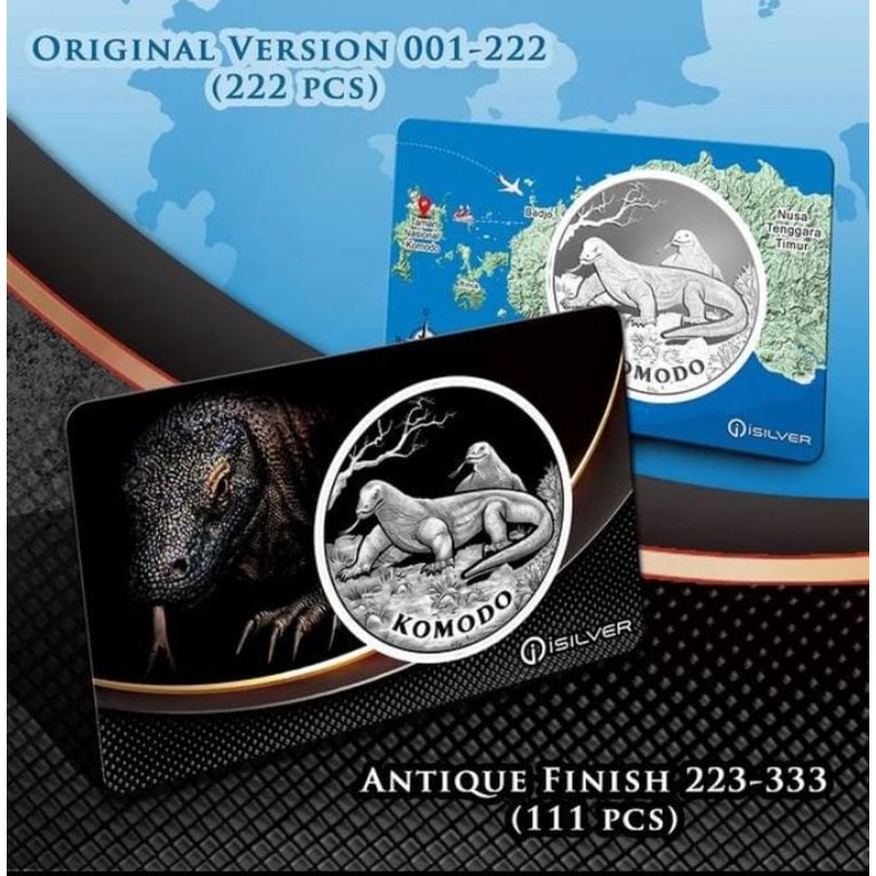 Medali , koin perak 1 oz i Silver komodo Antique Finish not antam 250 gram not nadir peruri SRH