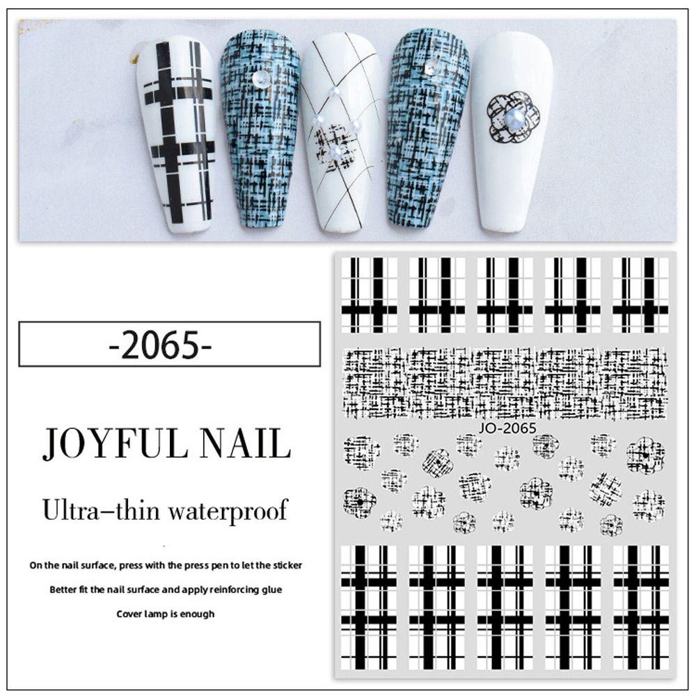 AUGUSTINA Agustina 3D Stiker Kuku Kotak-Kotak Vintage Wanita Ikatan Simpul Manicures Aksesori England Grain Rose Nail Art Dekorasi