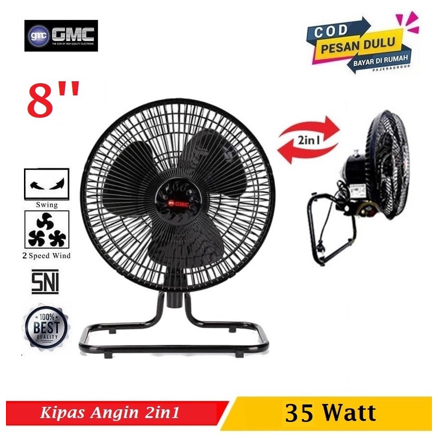 Kipas Angin GMC 706 Kipas Angin 8 Inch 2in1 Kipas Meja &amp; Dinding-Garansi resmi